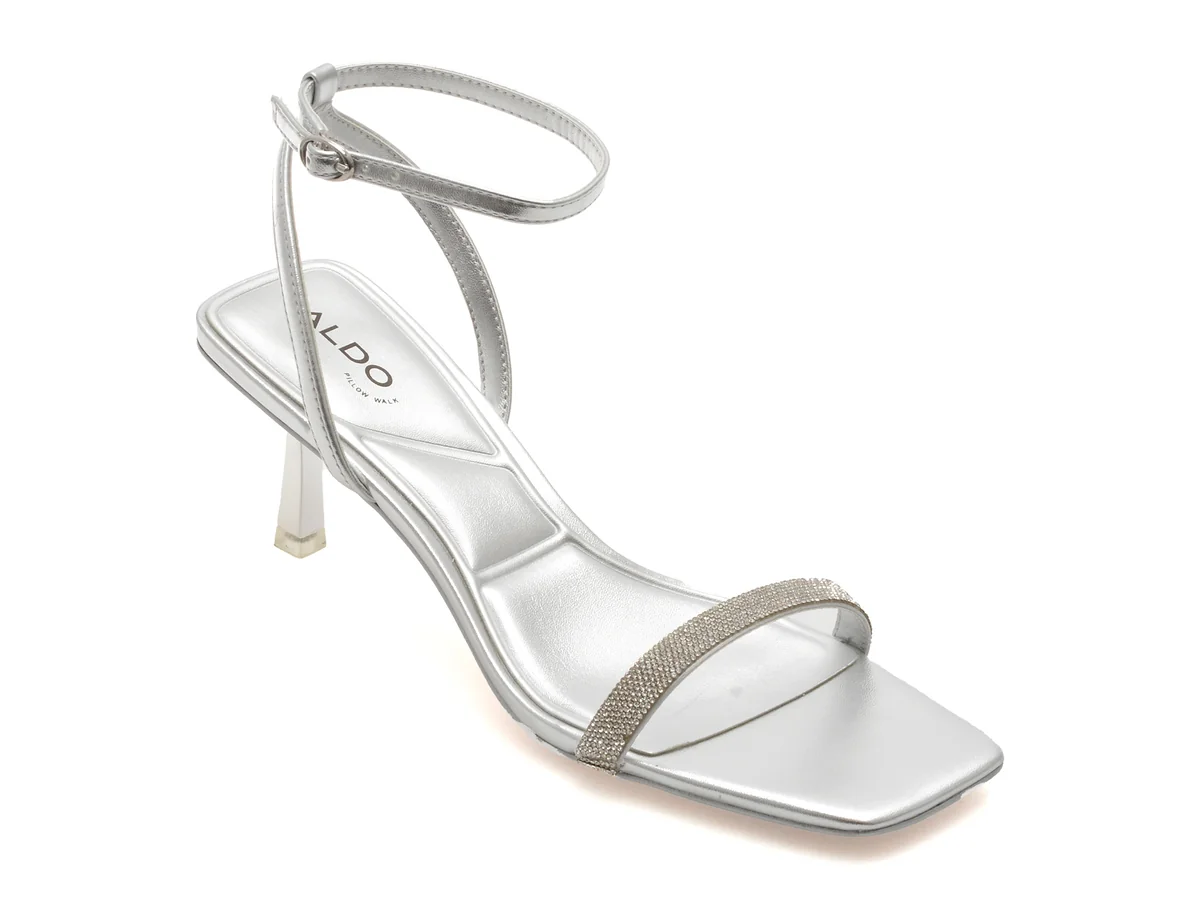 Sandale Elegante Aldo Argintii, Kirri 040, Din Piele Ecologică