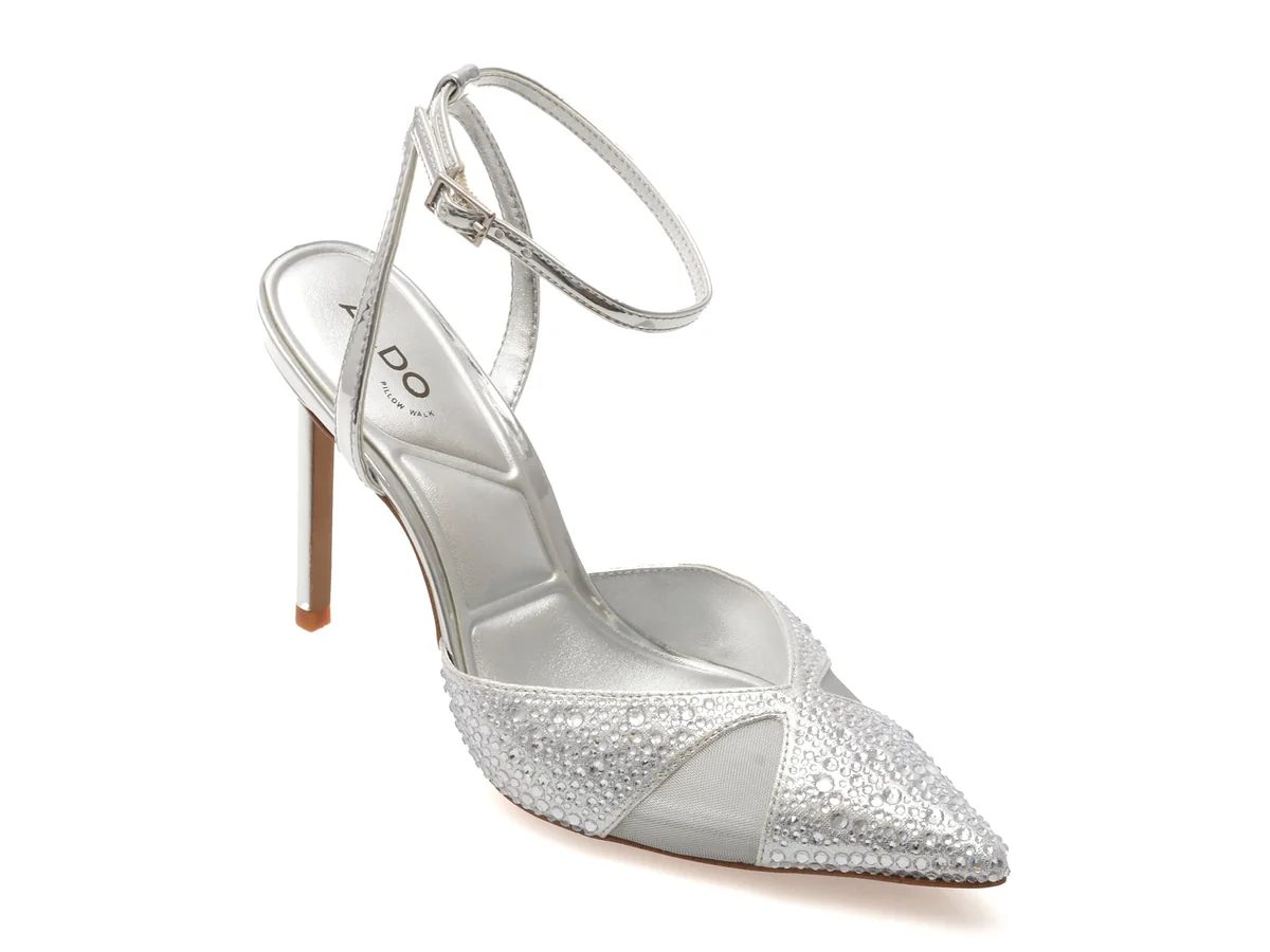 Pantofi Eleganți Aldo Argintii, Dunmere 040, Din Piele Ecologică