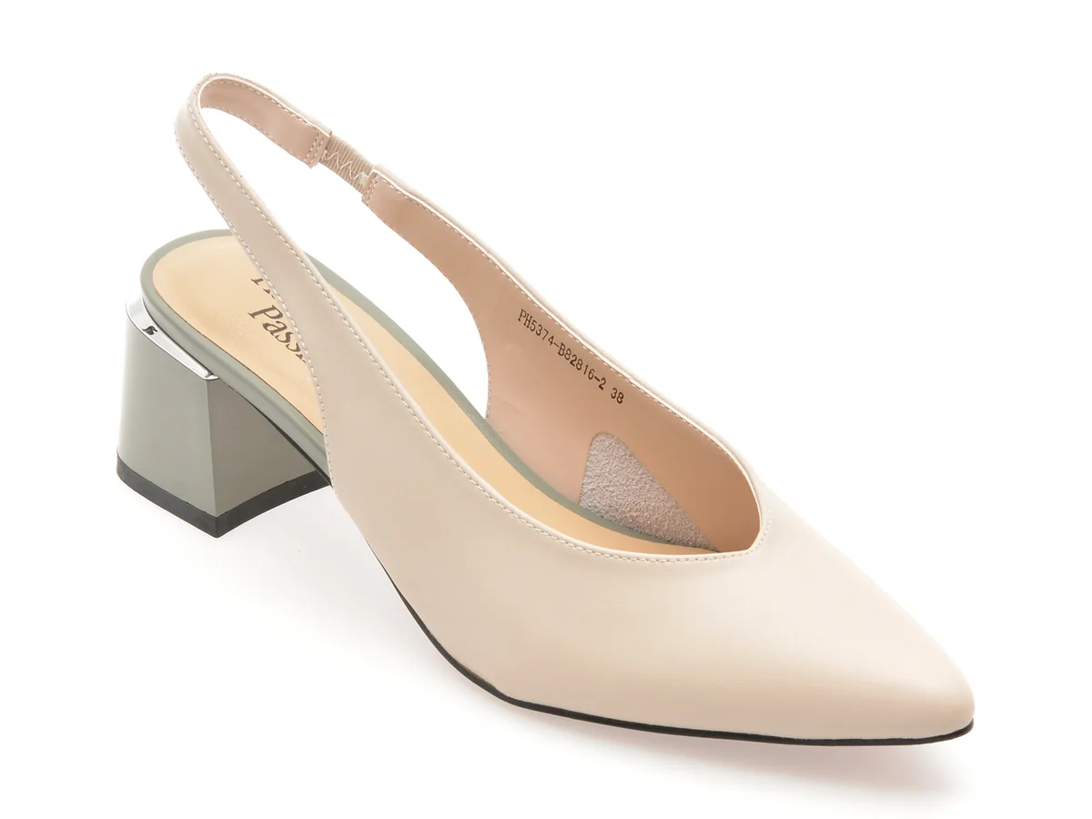 Pantofi Flavia Passini Bej, 5374, Din Piele Naturala