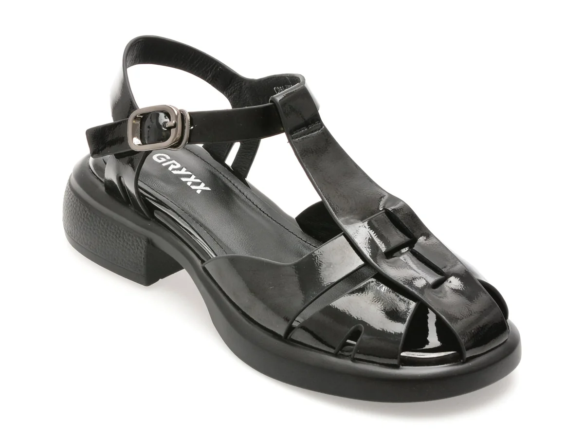 Sandale Gryxx Negre H821 Din Piele Naturala Lacuita