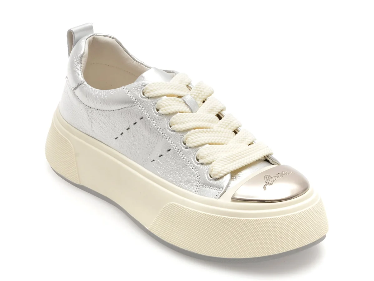 Pantofi Sport Epica Argintii, 28701, Din Piele Naturală