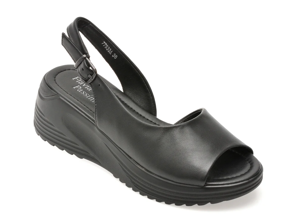 Sandale Flavia Passini Negre, 77533, Din Piele Naturala