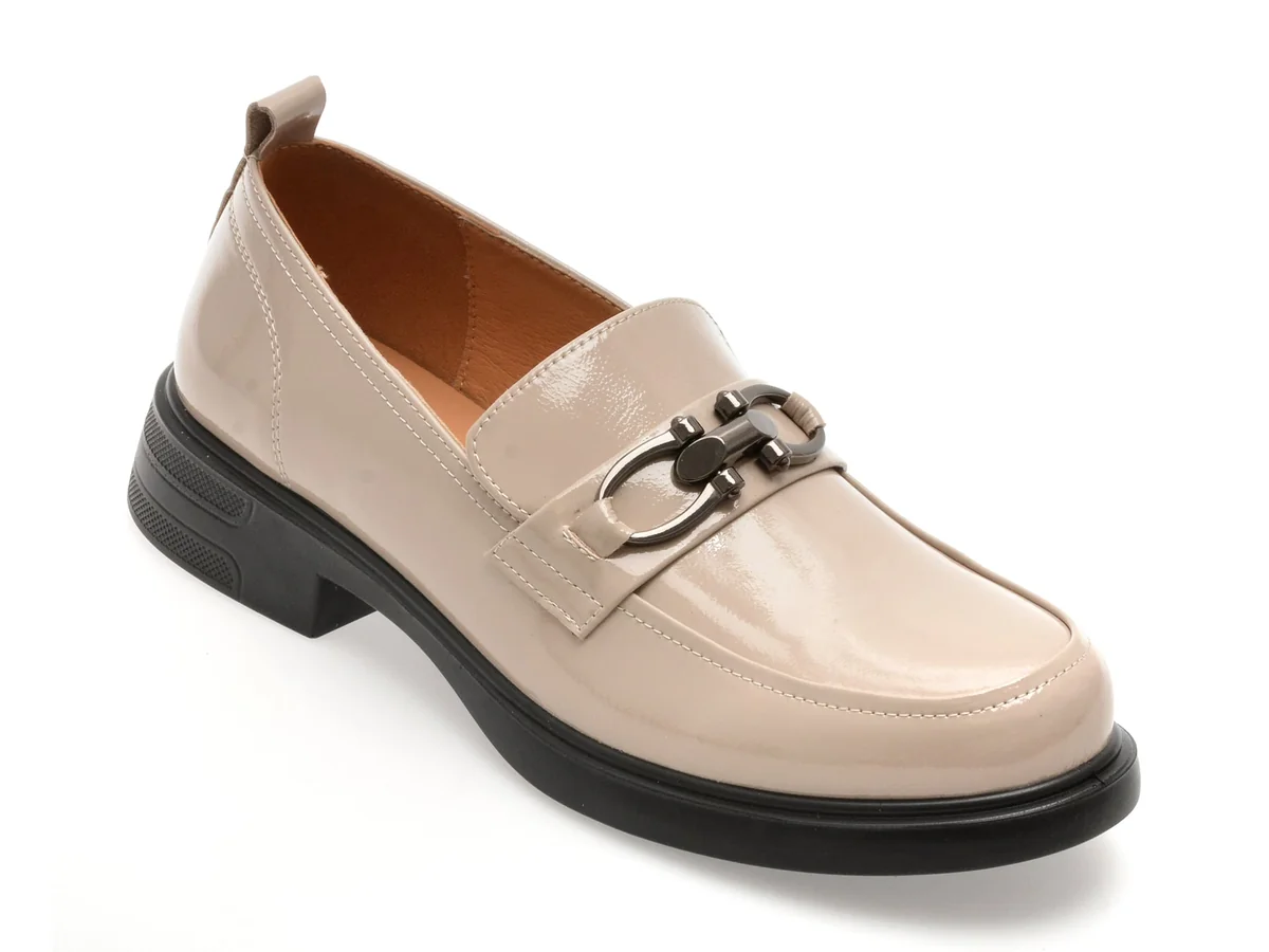 Mocasini Flavia Passini Bej, 622022, Din Piele Naturală Lăcuită