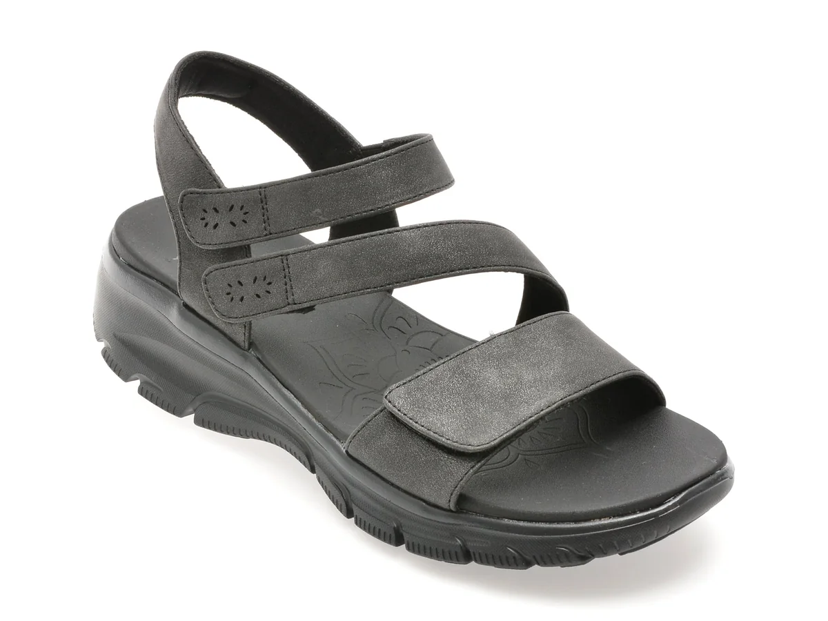 Sandale Skechers Negre Easy Going Din Piele Ecologică