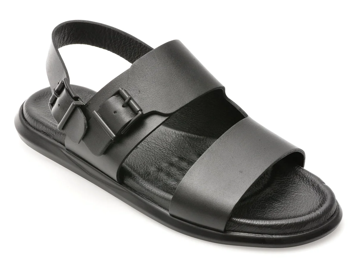 Sandale Otter Negre, Al420, Din Piele Naturala