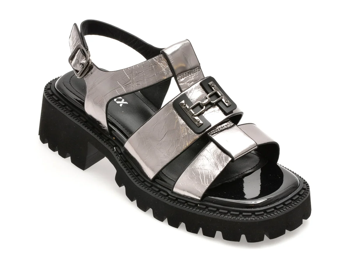 Sandale Gryxx Argintii, H58, Din Piele Naturala