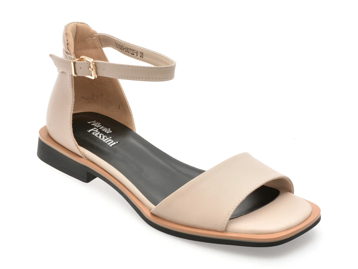 Sandale Flavia Passini Bej, 63722, Din Piele Naturala