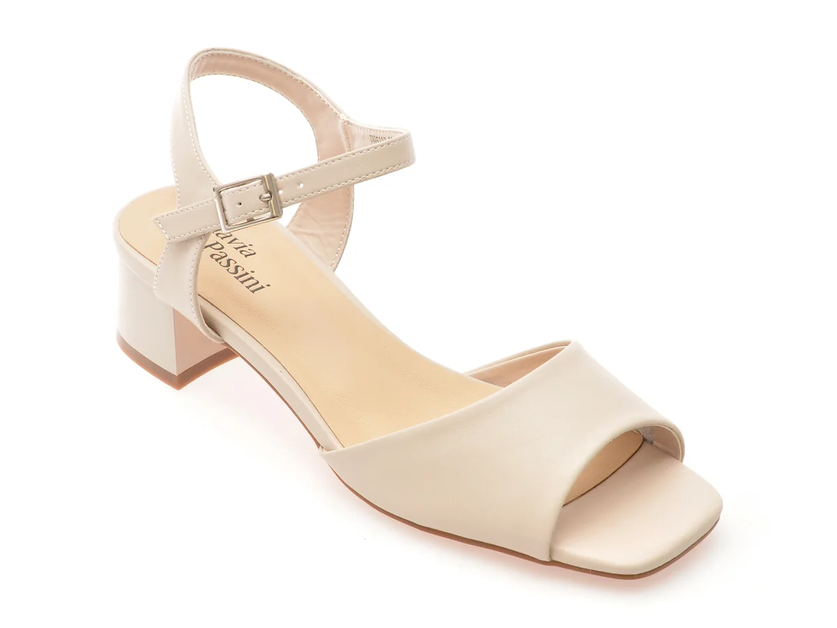Sandale Flavia Passini Bej, 5337, Din Piele Naturala