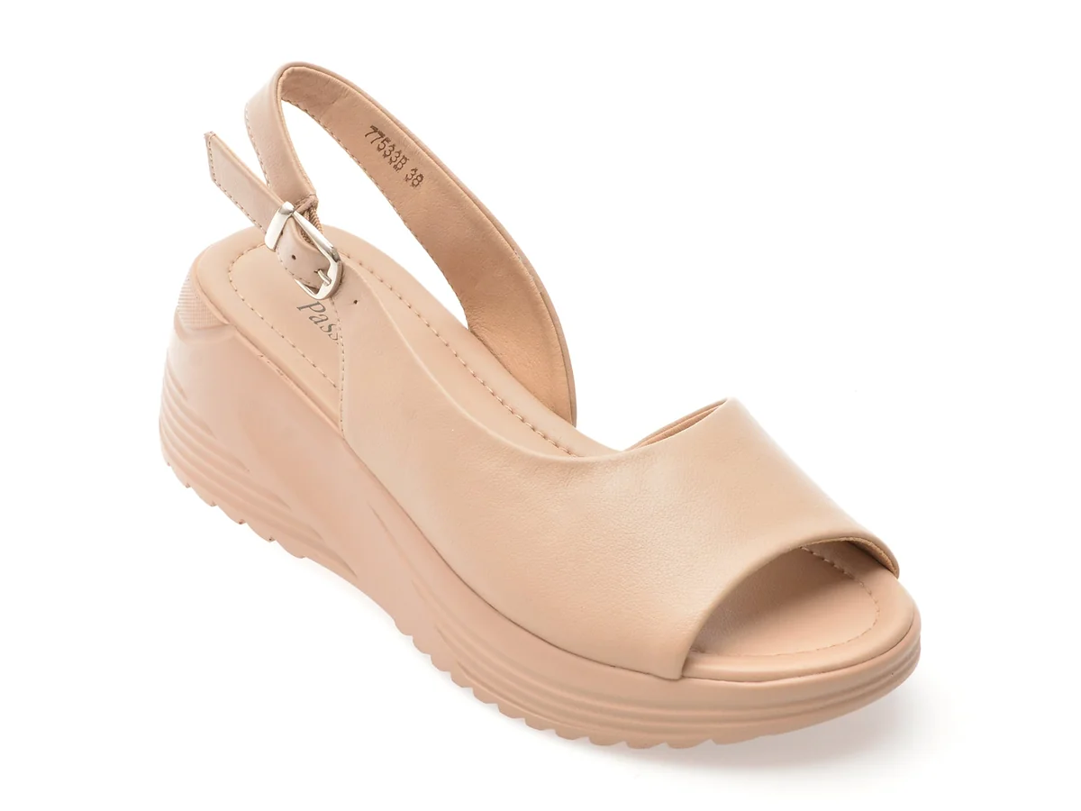 Sandale Flavia Passini Bej, 77533, Din Piele Naturala