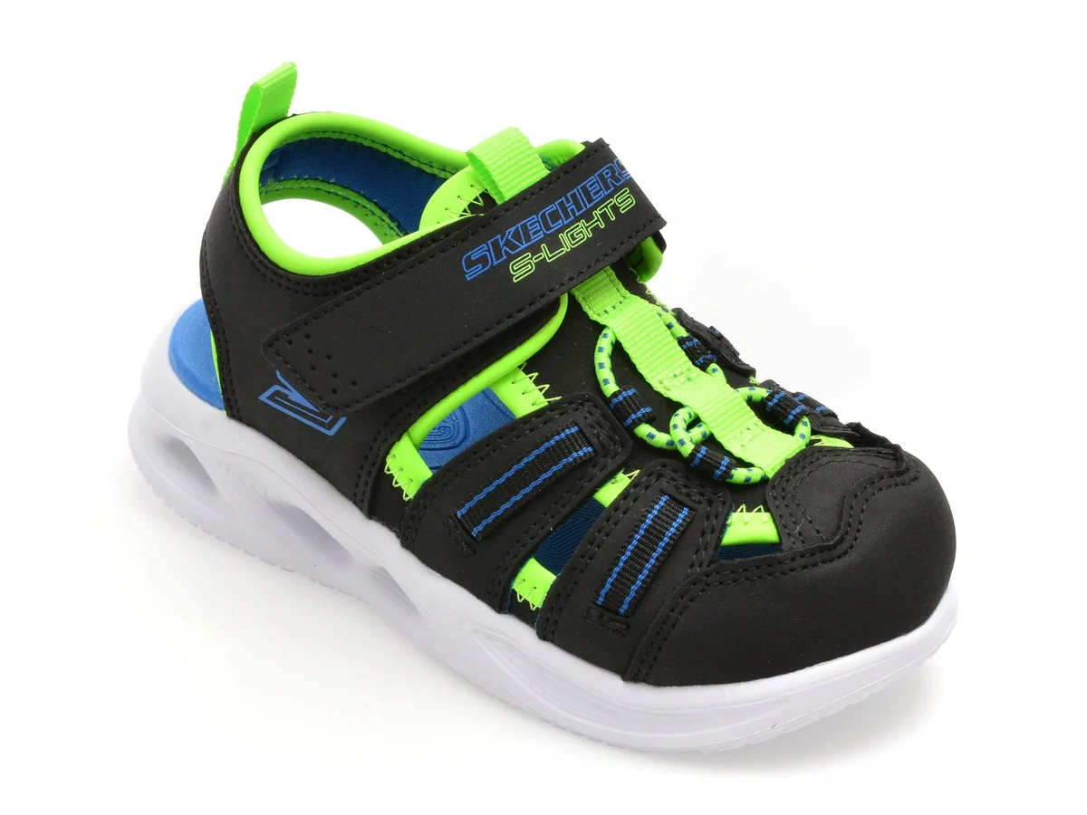 Pantofi Sport Skechers Negri, Sola Glow Sandal, Din Piele Ecologică