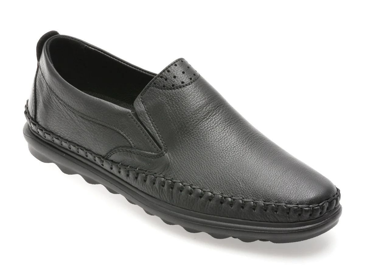 Pantofi Otter Negri, DD045, Din Piele Naturala