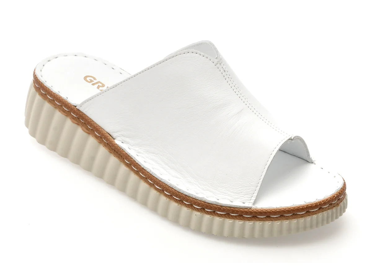 Papuci Gryxx Albi, CS3213, Din Piele Naturala