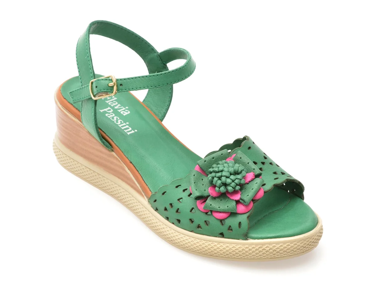 Sandale Flavia Passini Verzi, 10101, Din Piele Naturală