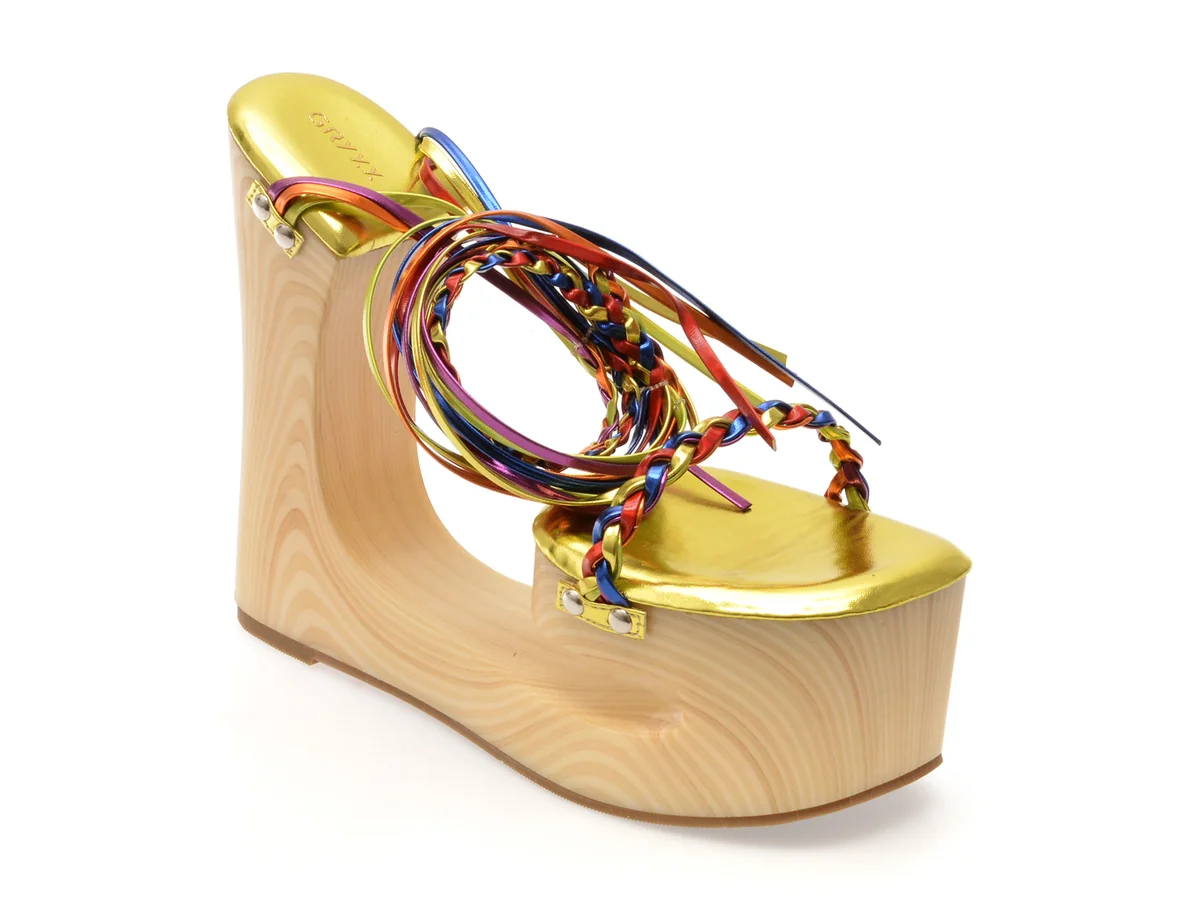 Sandale Elegante Gryxx Aurii, HD1013, Din Piele Ecologică