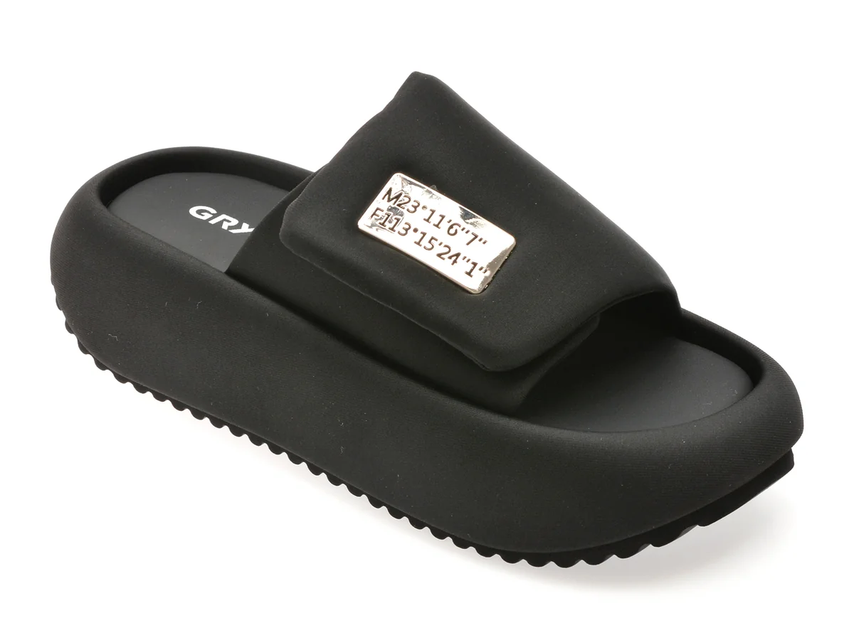 Papuci Gryxx Negri, L821, Din Material Textil