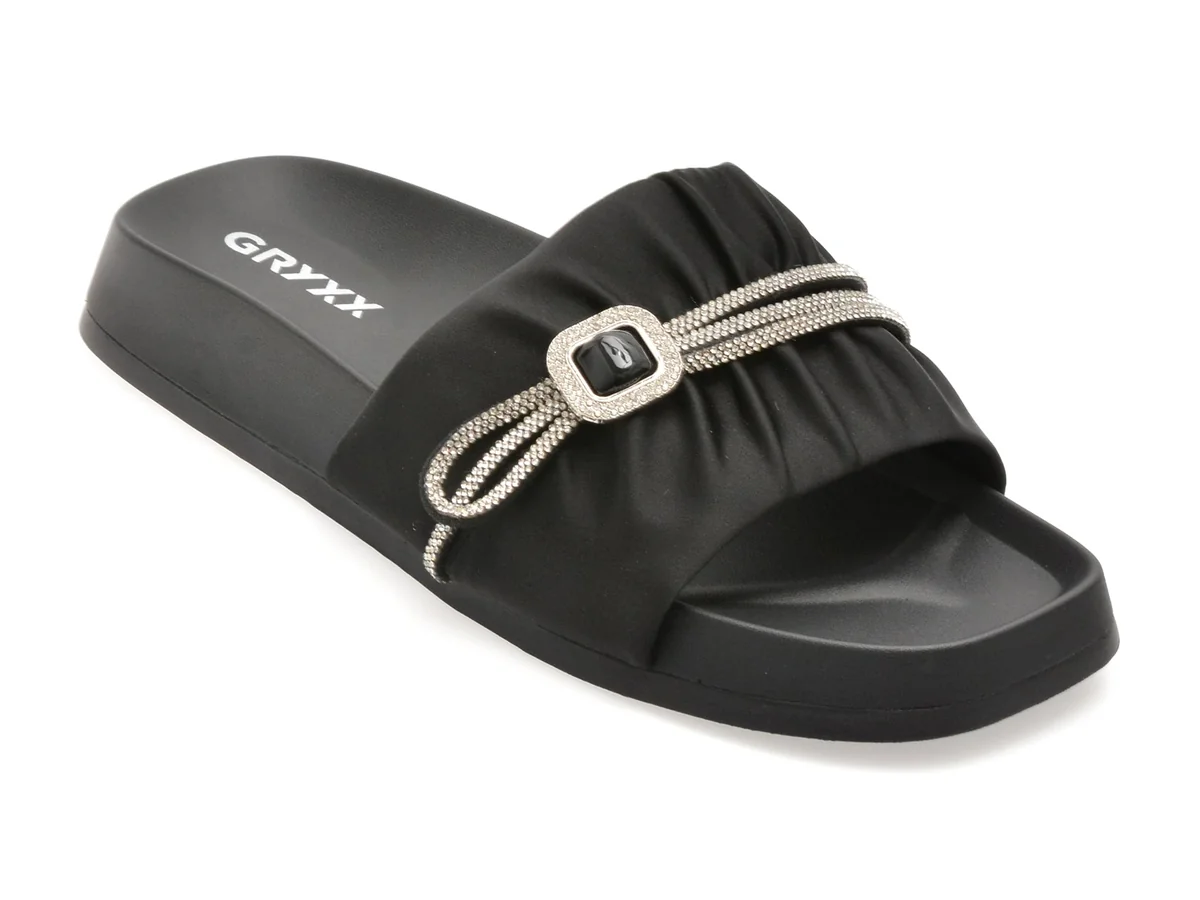 Papuci Gryxx Negri, L585, Din Material Textil