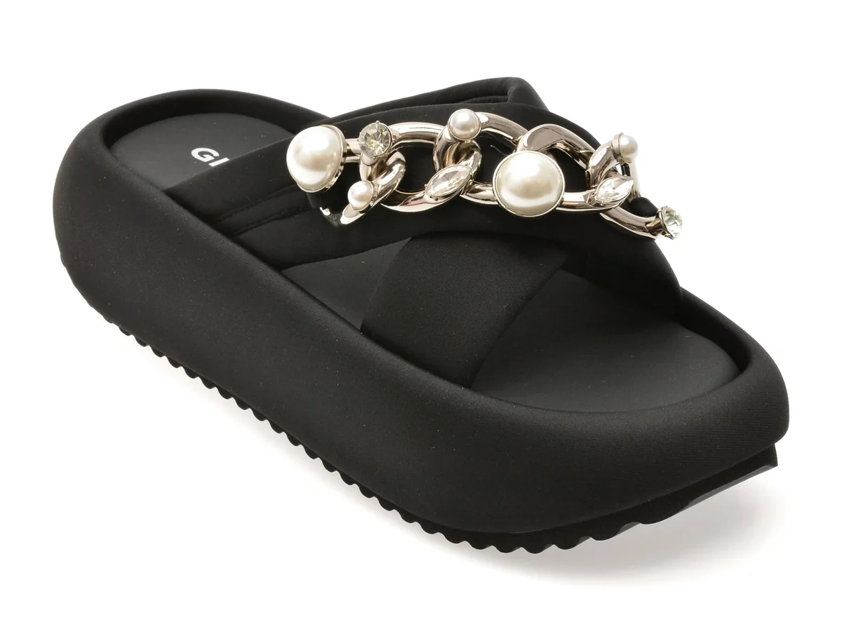 Papuci Gryxx Negri, L822, Din Material Textil