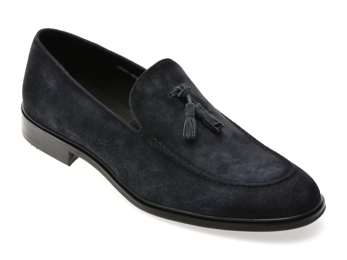Mocasini Eleganti Epica Bleumarin, J8365, Din Piele Intoarsa