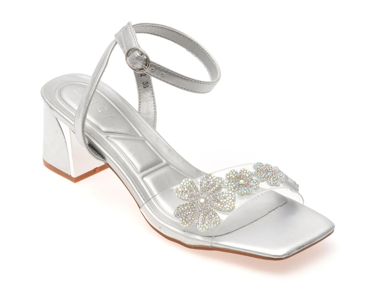 Sandale Epica Argintii, 101602, Din Piele Ecologică