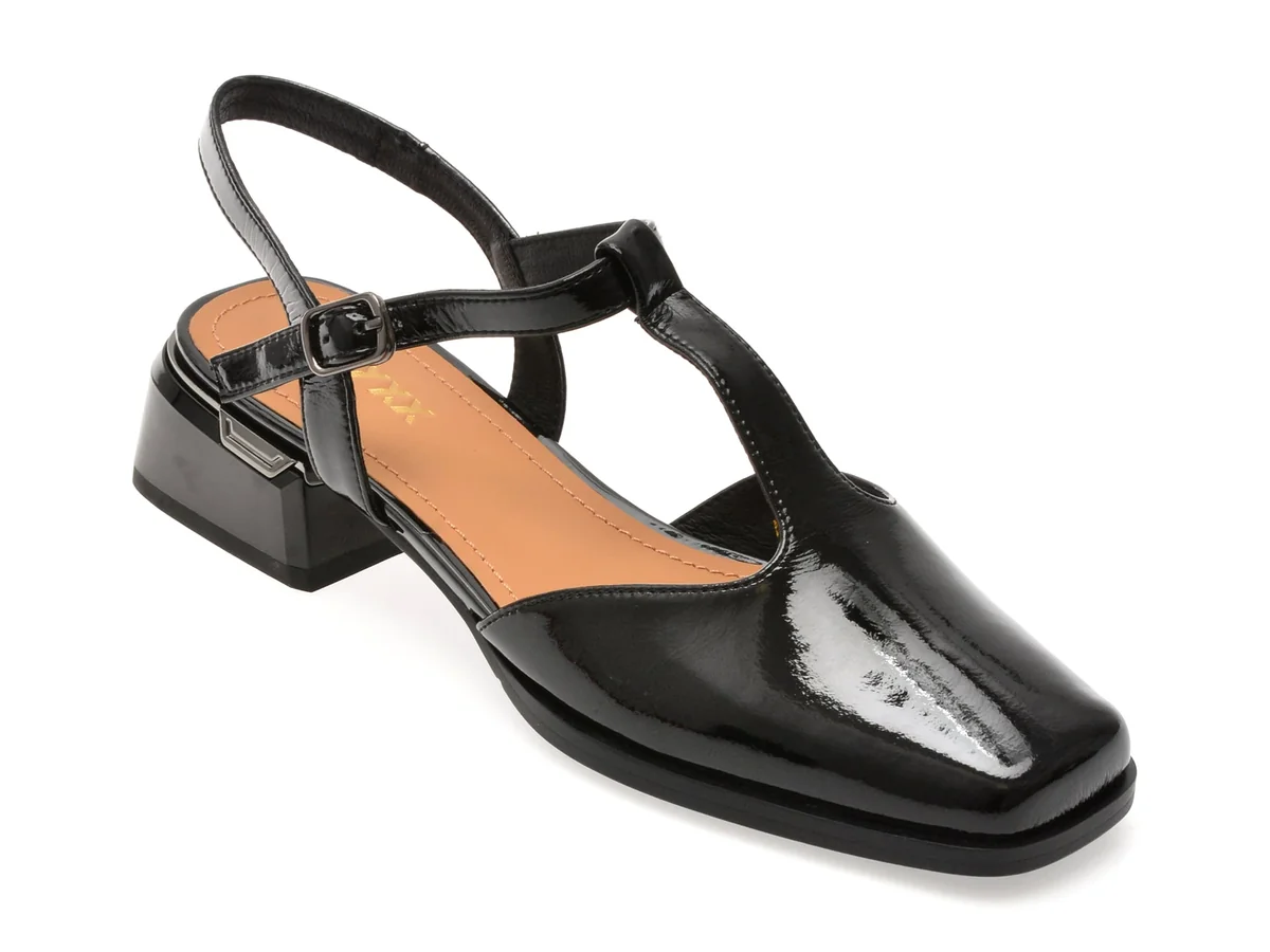 Pantofi Gryxx Negri, E419, Din Piele Naturală Lăcuită
