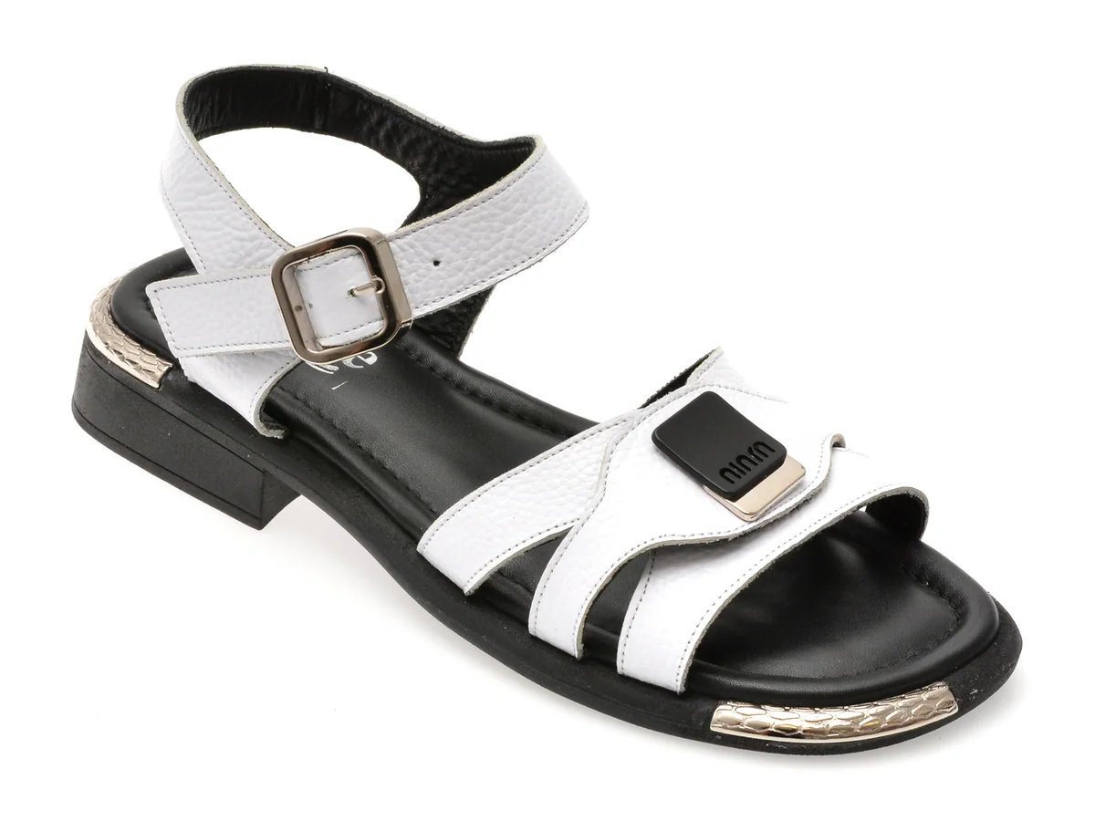 Sandale Image Albe, 562403, Din Piele Naturala