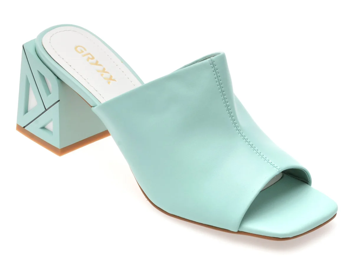 Papuci Gryxx Albastru, A212, Din Piele Naturală