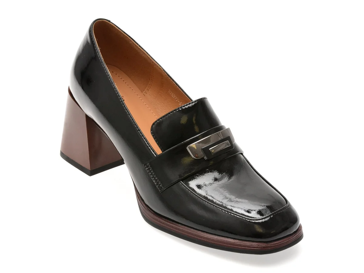Mocasini Flavia Passini Negri, A157, Din Piele Naturală Lăcuită