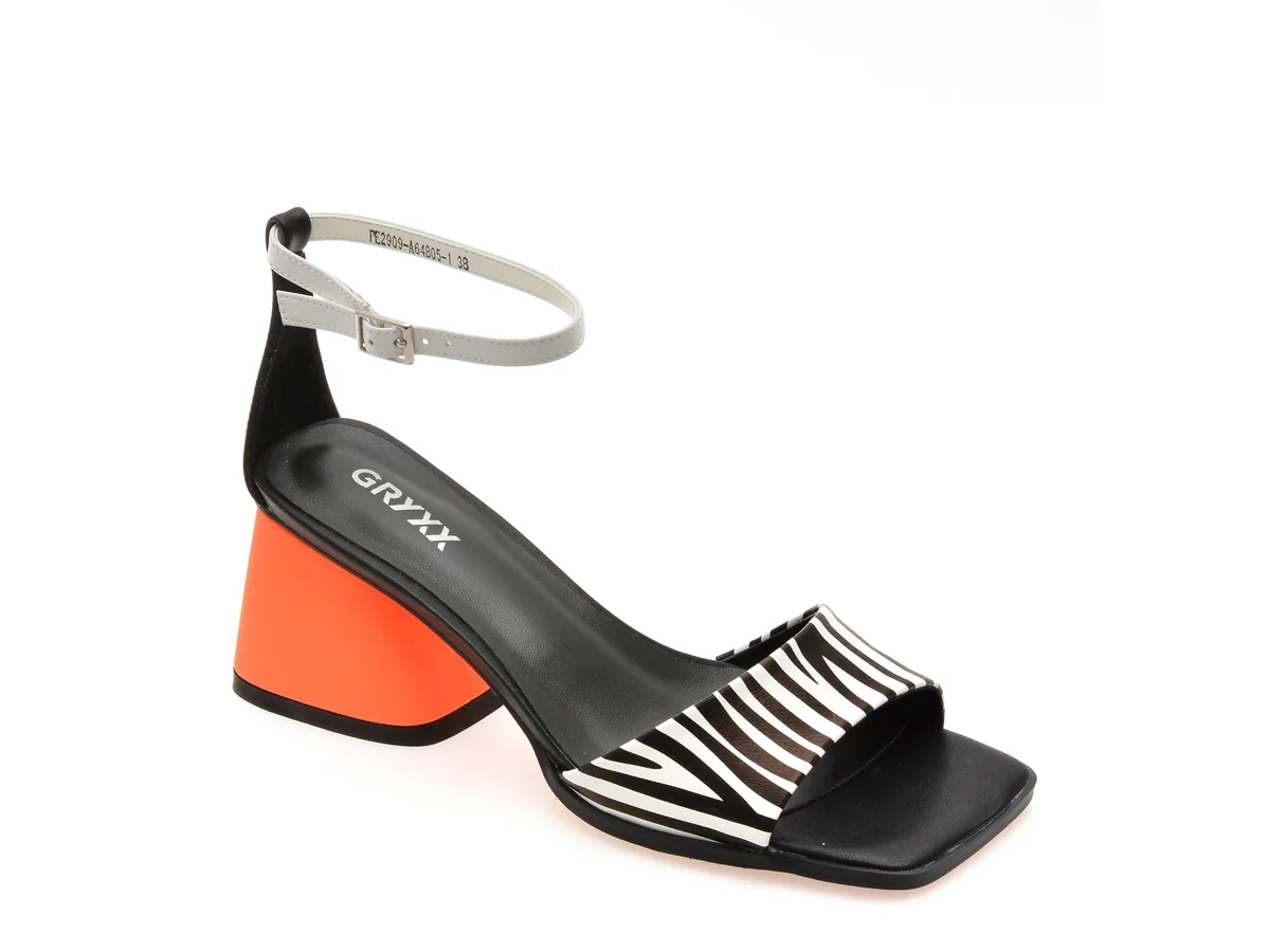 Sandale Gryxx Alb-Negru, 2909, Din Piele Naturala