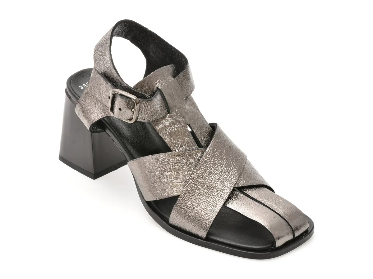 Sandale Epica Gri, 3352, Din Piele Naturala