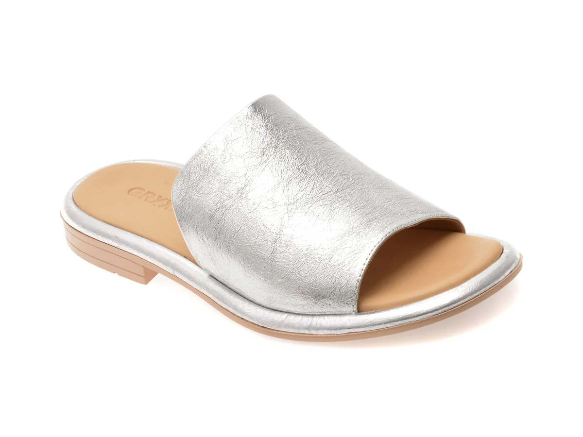 Papuci Gryxx Argintii, 1461207, Din Piele Naturala