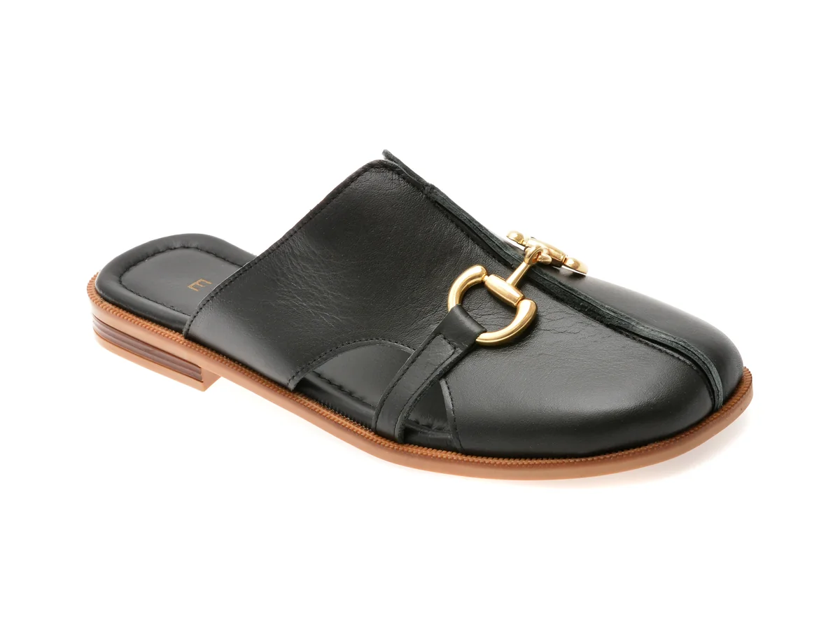 Papuci Epica Negri, 5760796, Din Piele Naturala