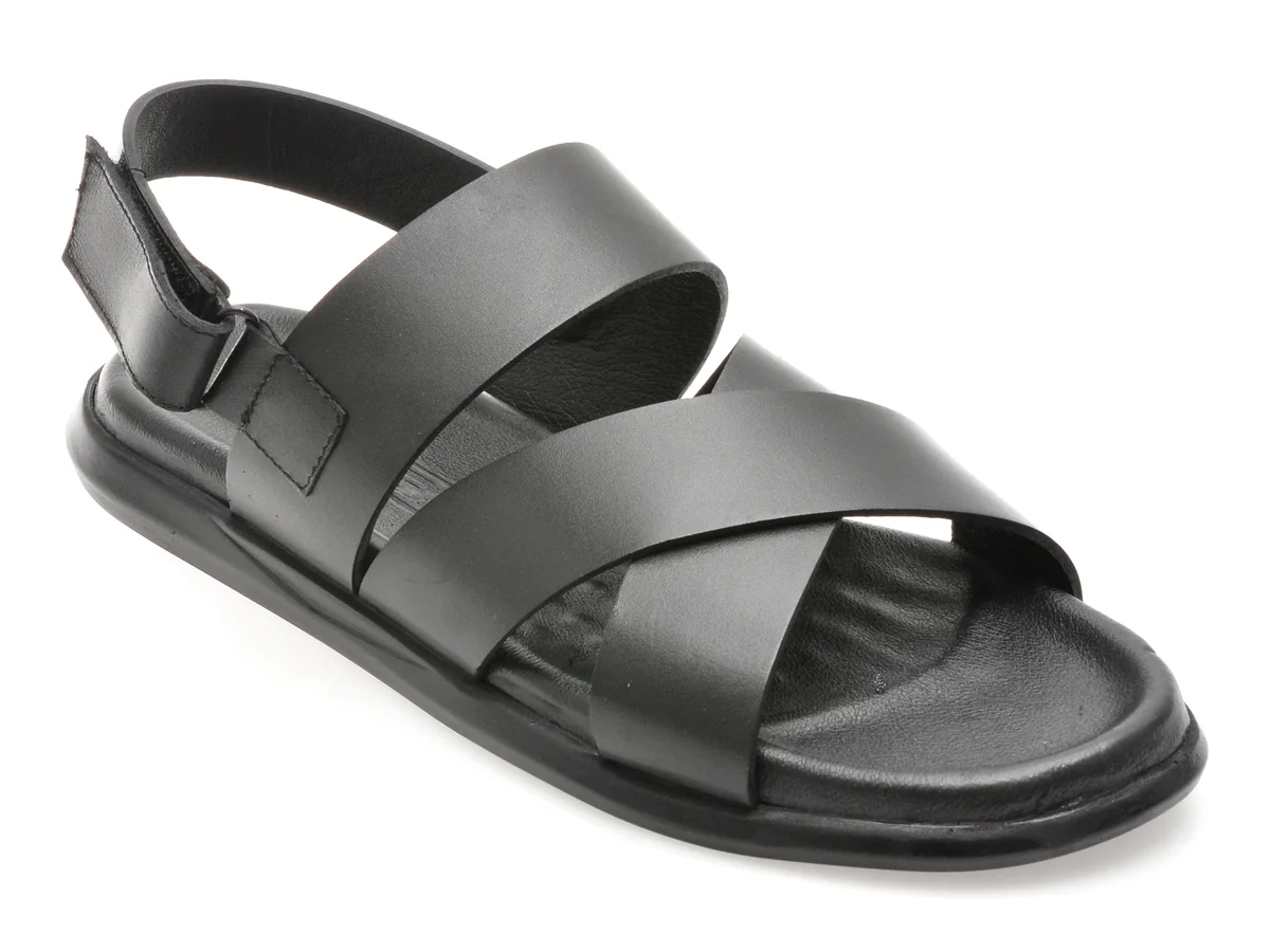 Sandale Otter Negre, Al400, Din Piele Naturala