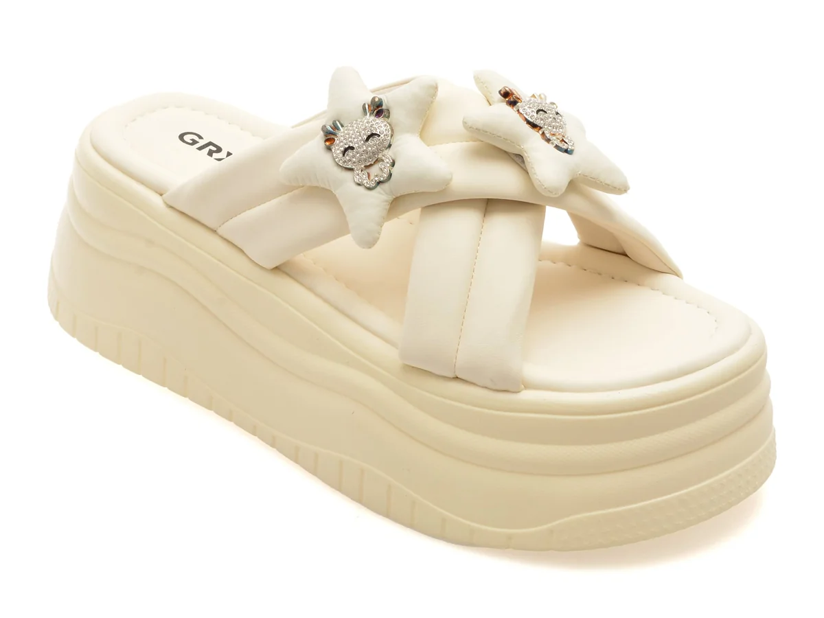 Papuci Gryxx Albi 8099 Din Piele Ecologică