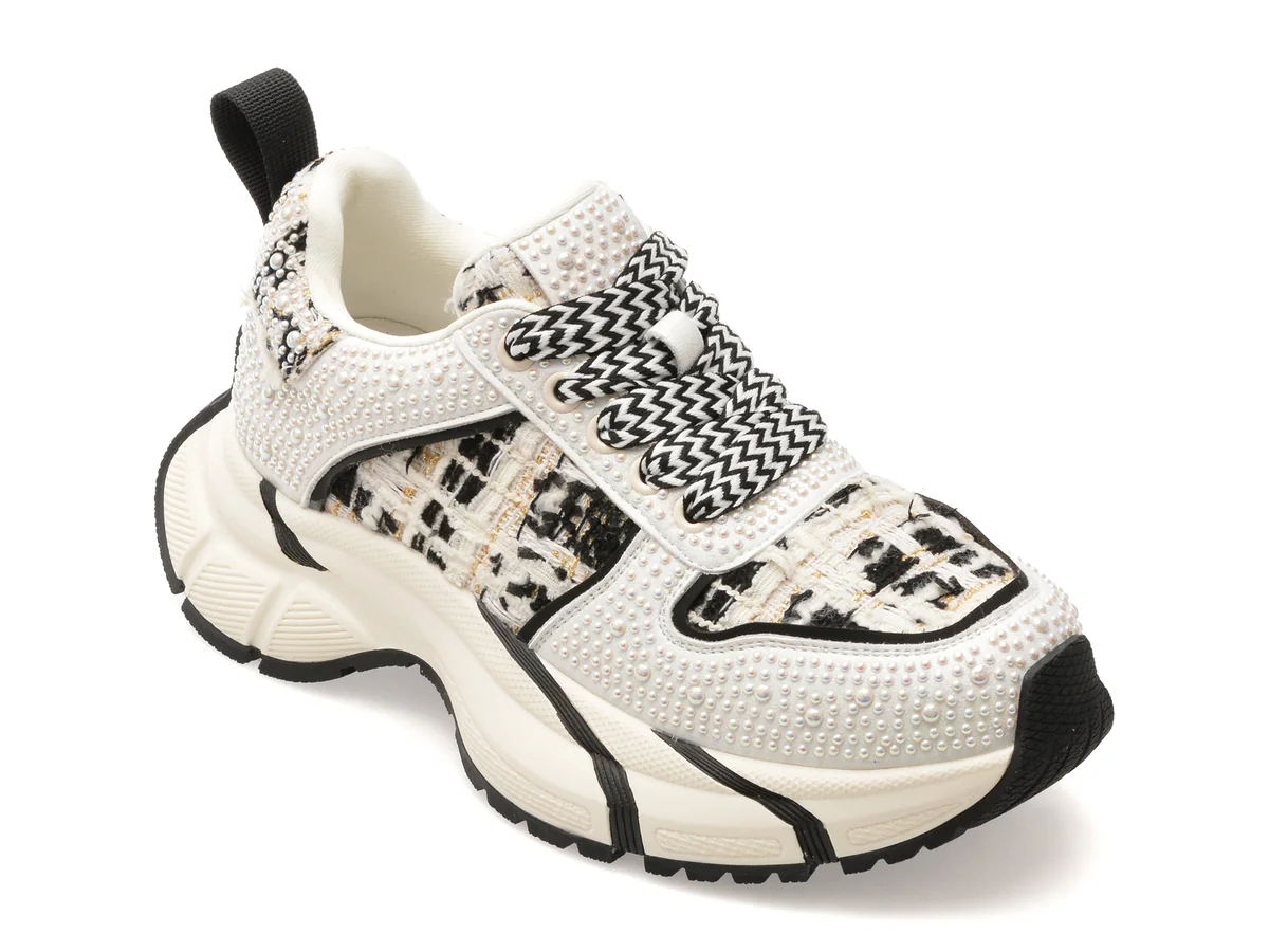 Pantofi Sport Gryxx Alb-Negru, 2575, Din Material Textil
