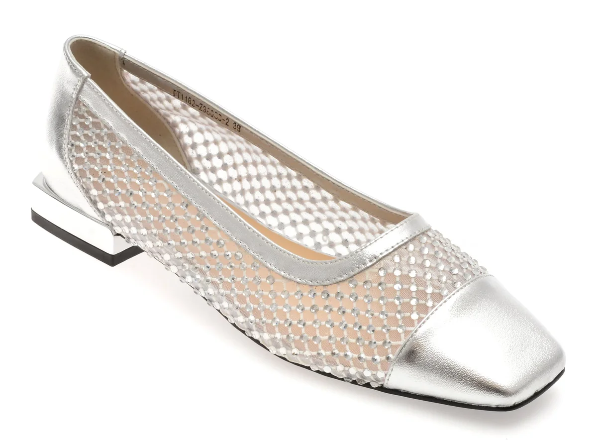 Balerini Epica Argintii, 1182, Din Material Textil