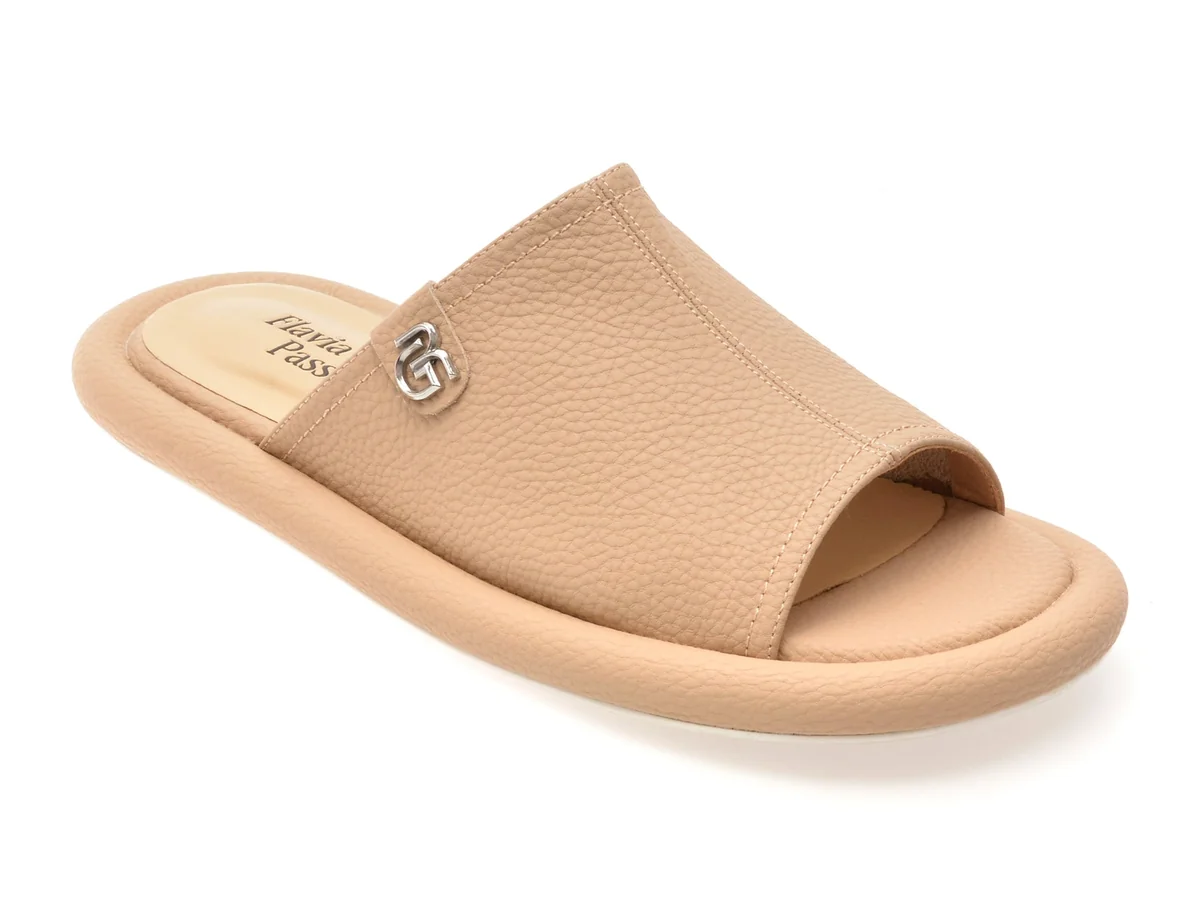 Papuci Flavia Passini Gri, 5254, Din Piele Naturala