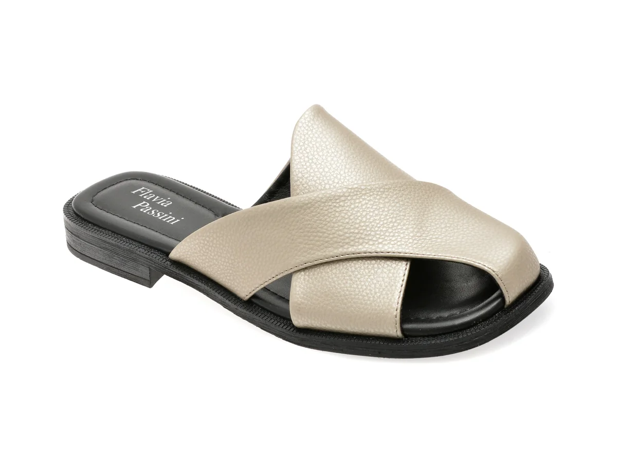 Papuci Flavia Passini Gri, 1352D16, Din Piele Naturala