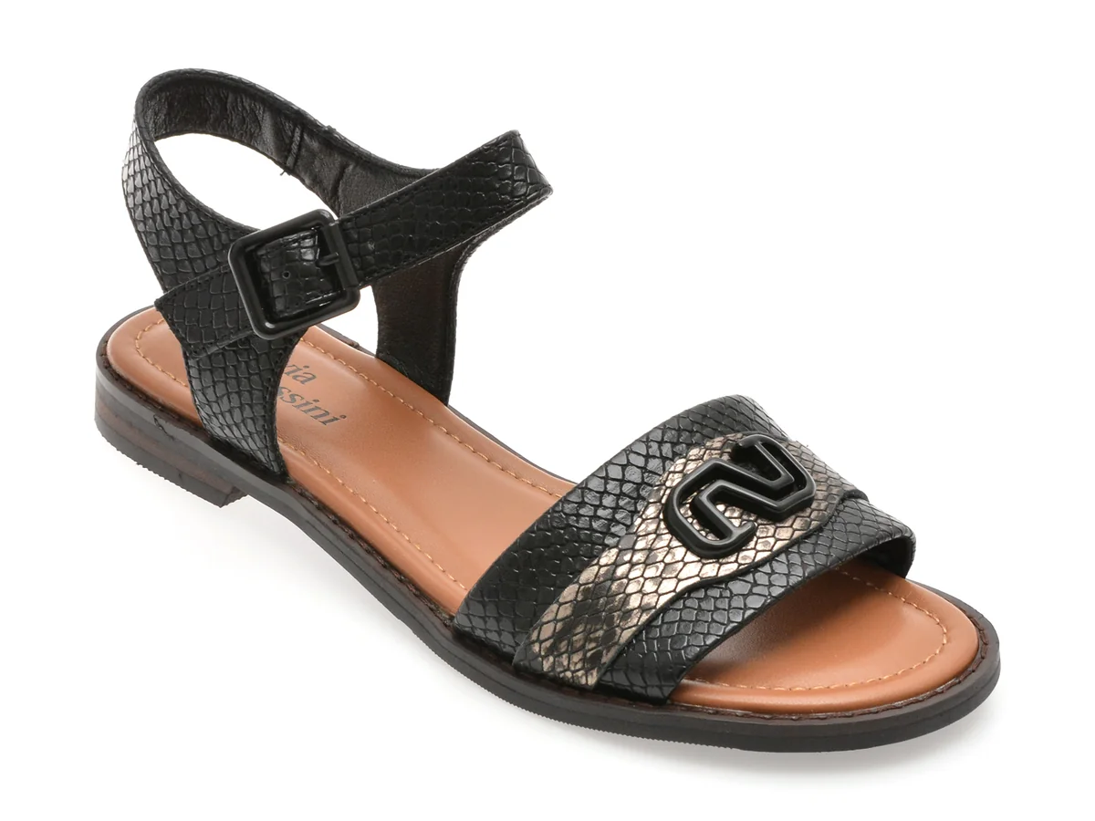 Sandale Flavia Passini Negre, 201517, Din Piele Naturala