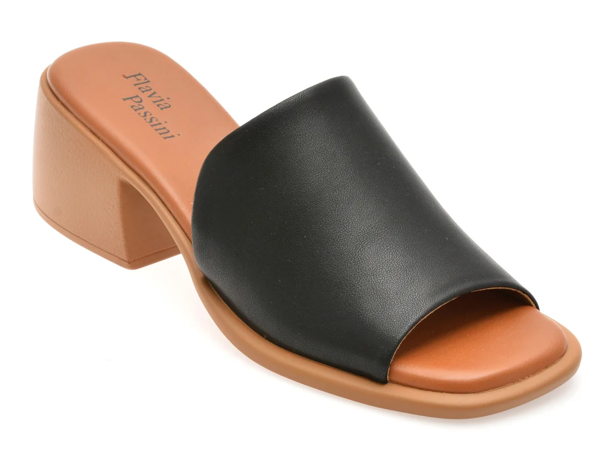Papuci Flavia Passini Negri, 22069, Din Piele Naturala