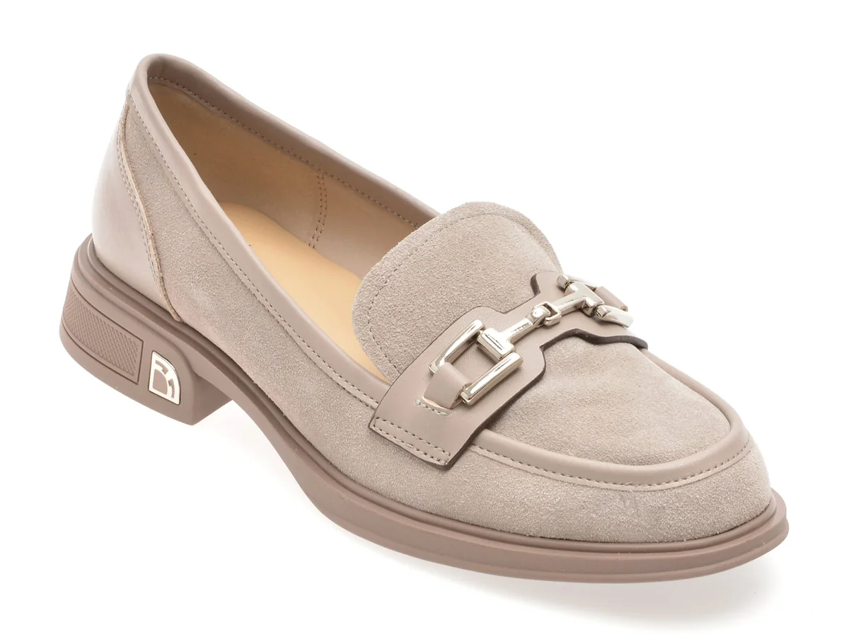 Mocasini Flavia Passini Gri, 1244, Din Piele Întoarsă