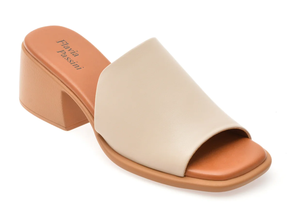 Papuci Flavia Passini Bej, 22069, Din Piele Naturala
