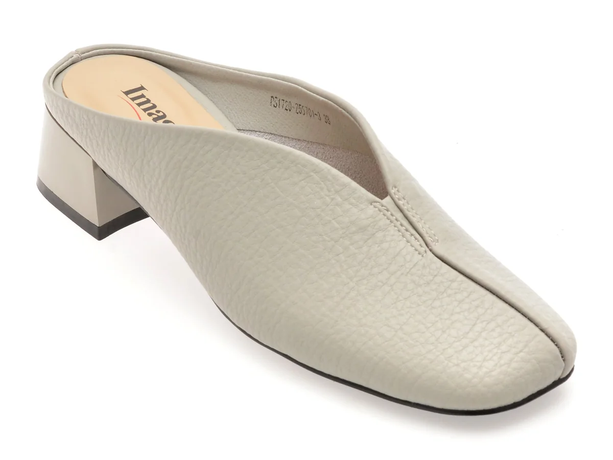 Papuci Image Gri, 1720, Din Piele Naturala