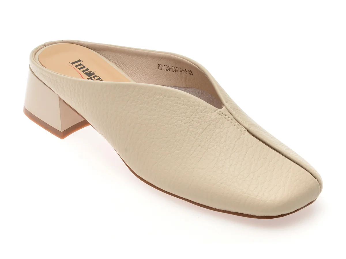Papuci Image Bej, 1720, Din Piele Naturala