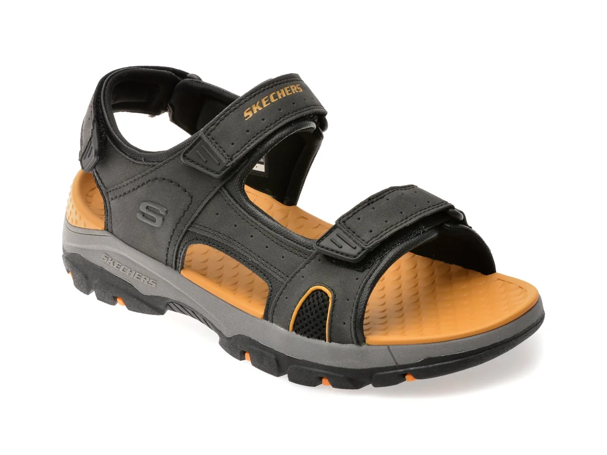Sandale Skechers Negre, Tresmen, Din Piele Ecologica