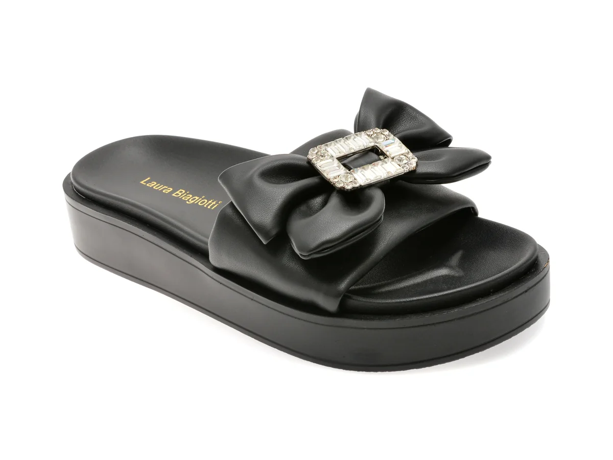 Papuci Laura Biagiotti Negri, 9075, Din Piele Ecologică