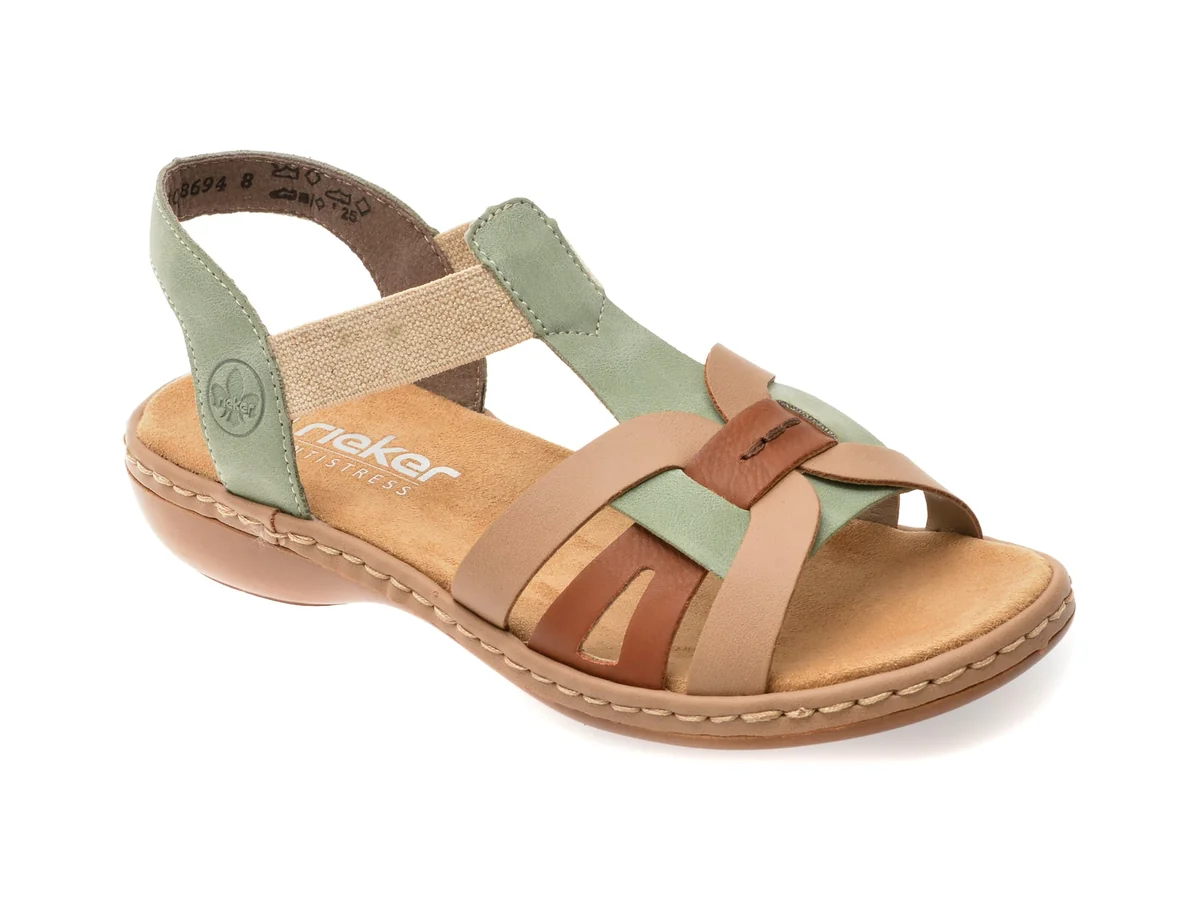 Sandale Rieker Bej, 65918, Din Piele Ecologică