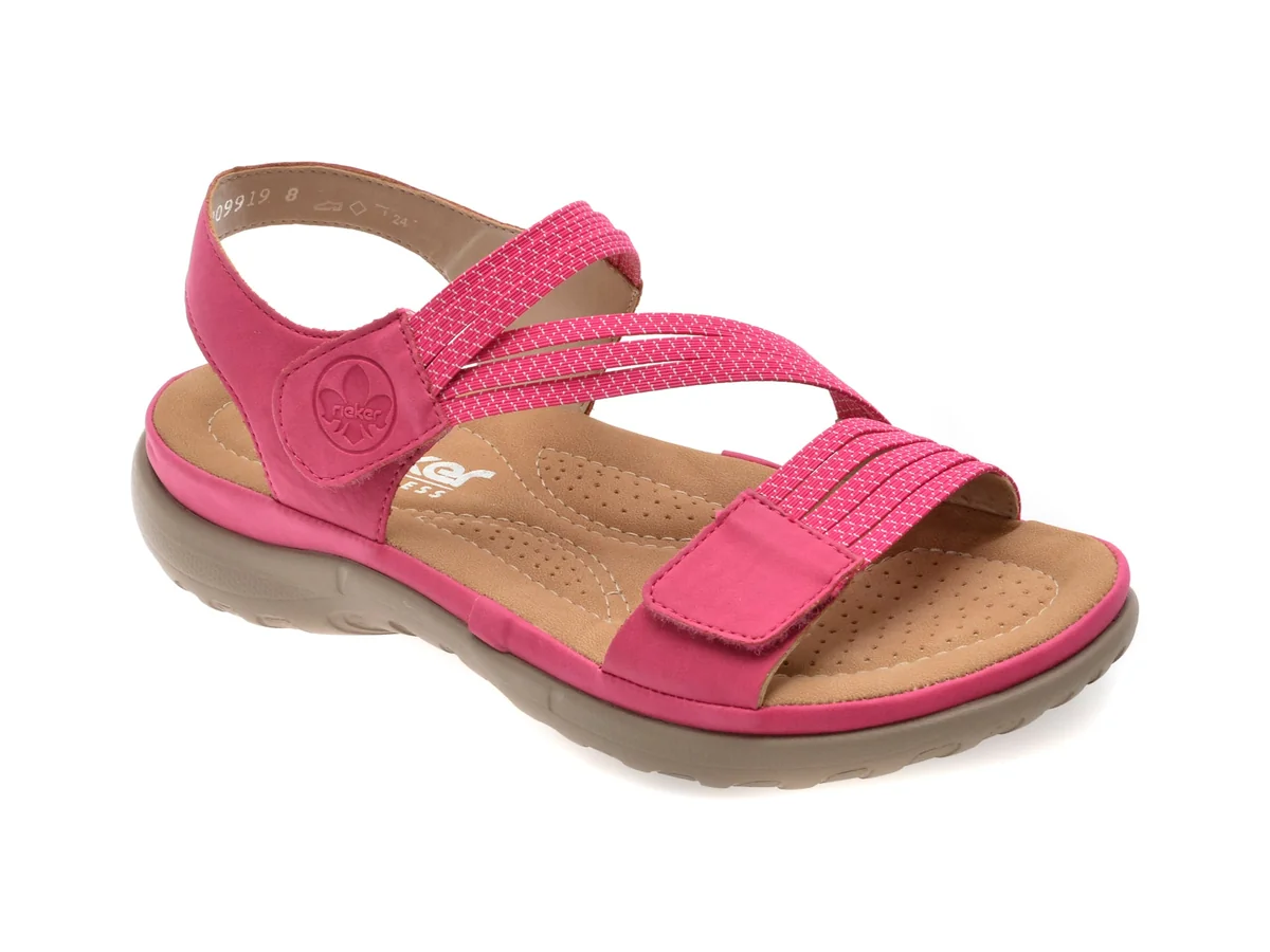 Sandale Rieker Fucsia, 64870, Din Piele Ecologica