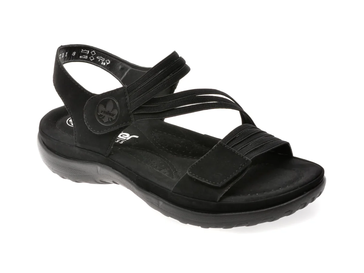 Sandale Rieker Negre, 64870, Din Piele Ecologica
