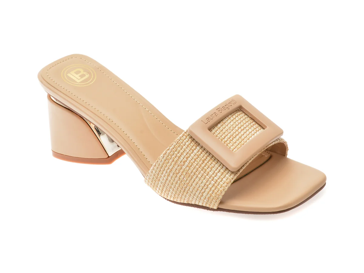 Papuci Laura Biagiotti Bej, 9035, Din Material Textil