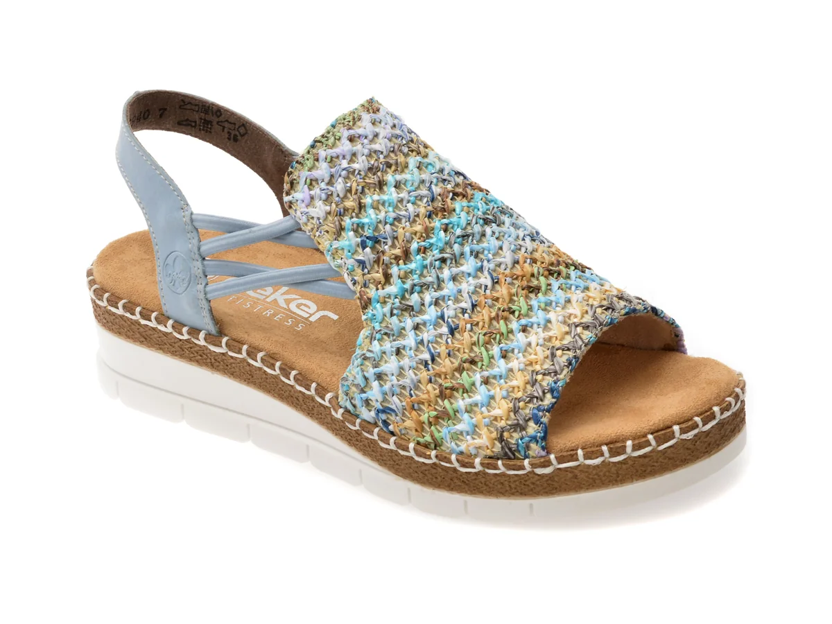 Sandale Rieker Albastre, V1241, Din Material Textil